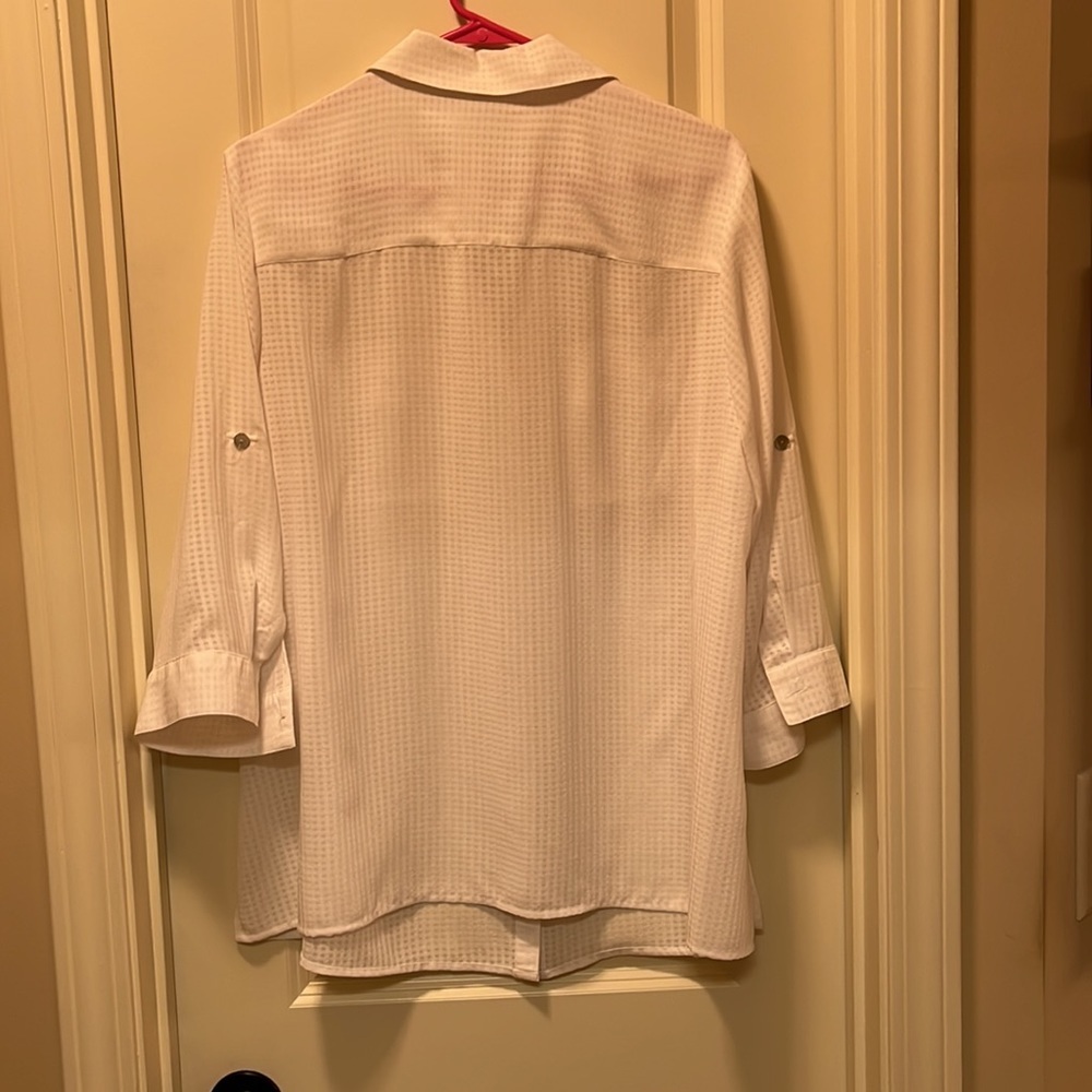 Notations checked button down blouse Size 1X - Picture 8 of 10